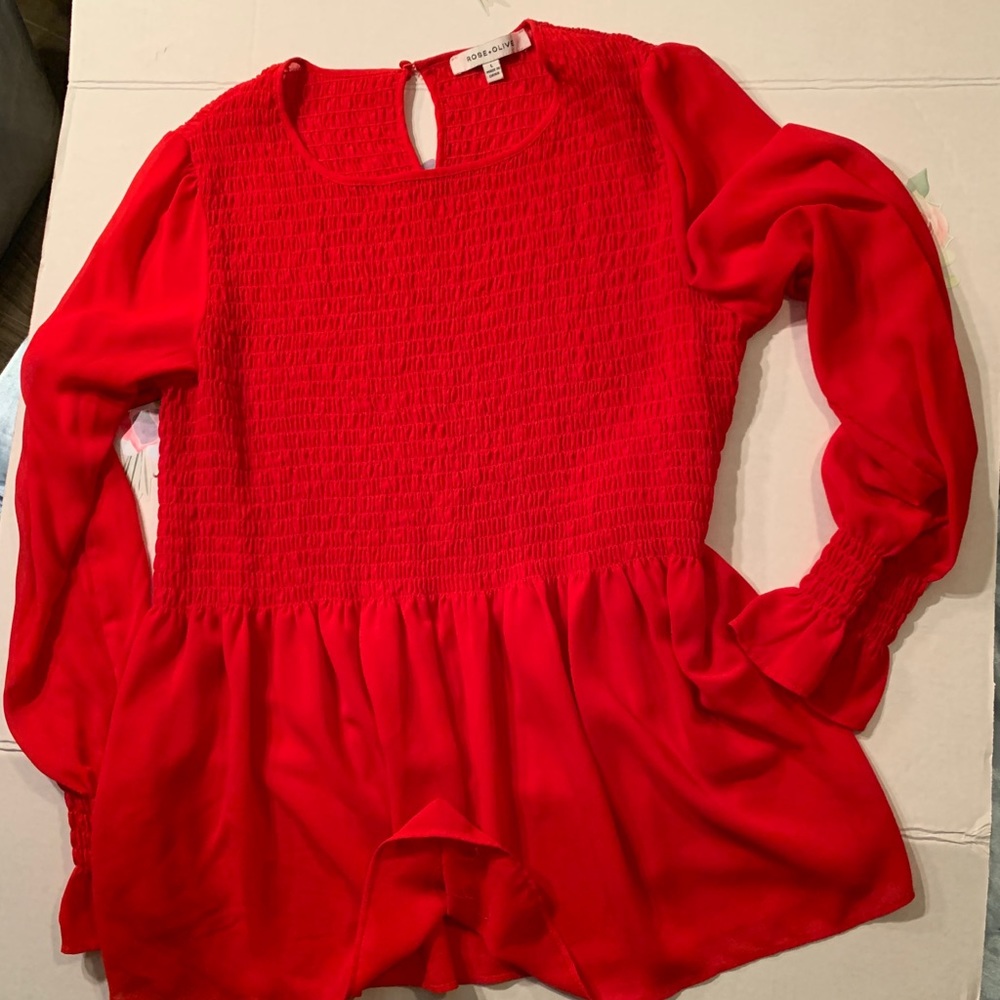 Red raffle  baby doll shirt